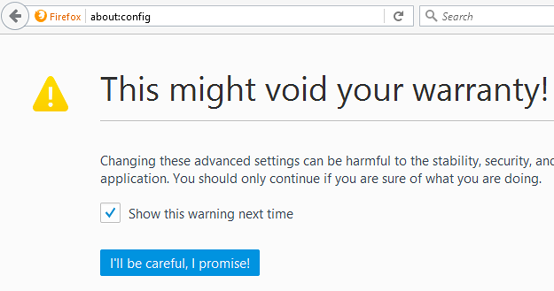 02 Firefox about config warning