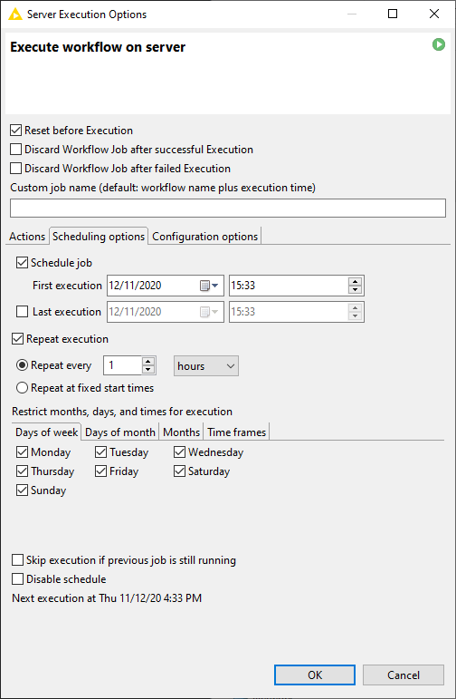 img scheduling options