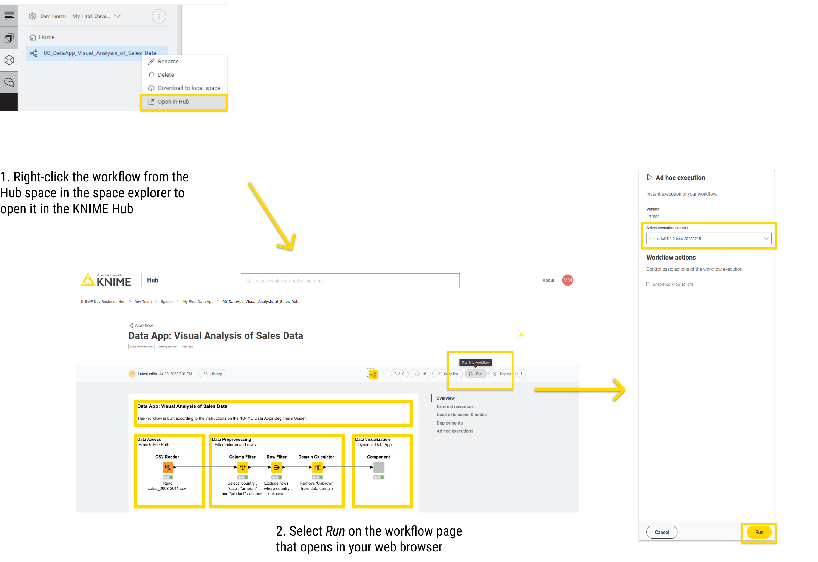 14 open run workflow in hub