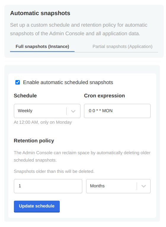 img snapshot automation and retention