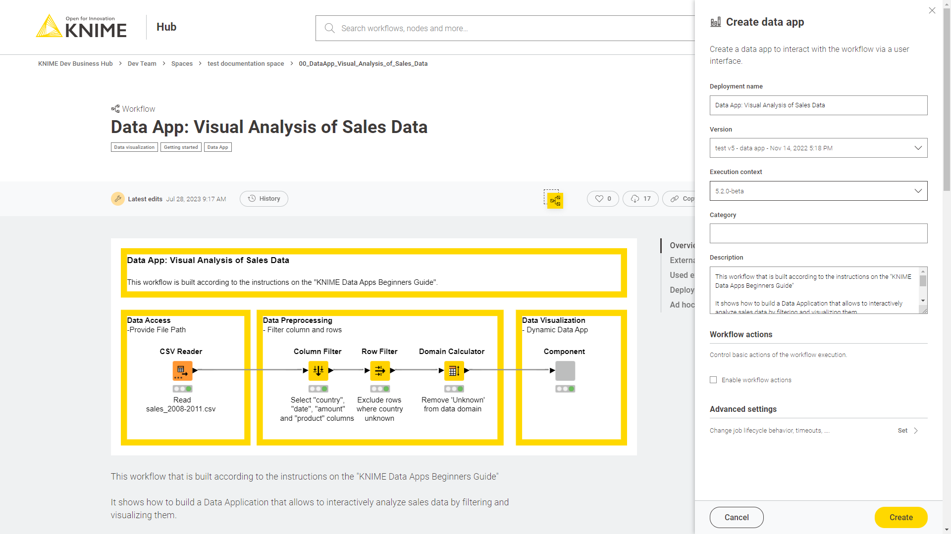 img create data app deployment