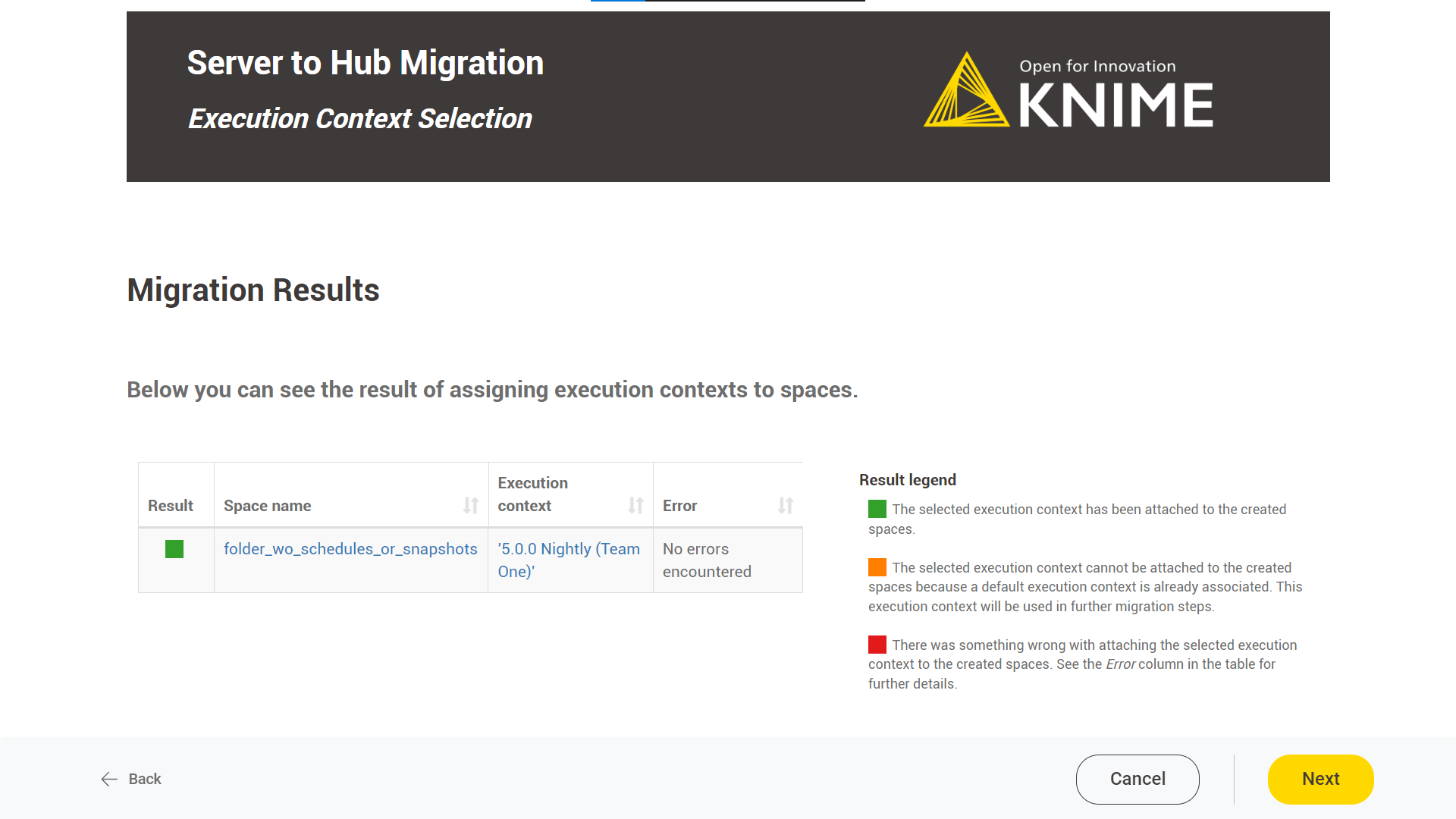 execution context selection results