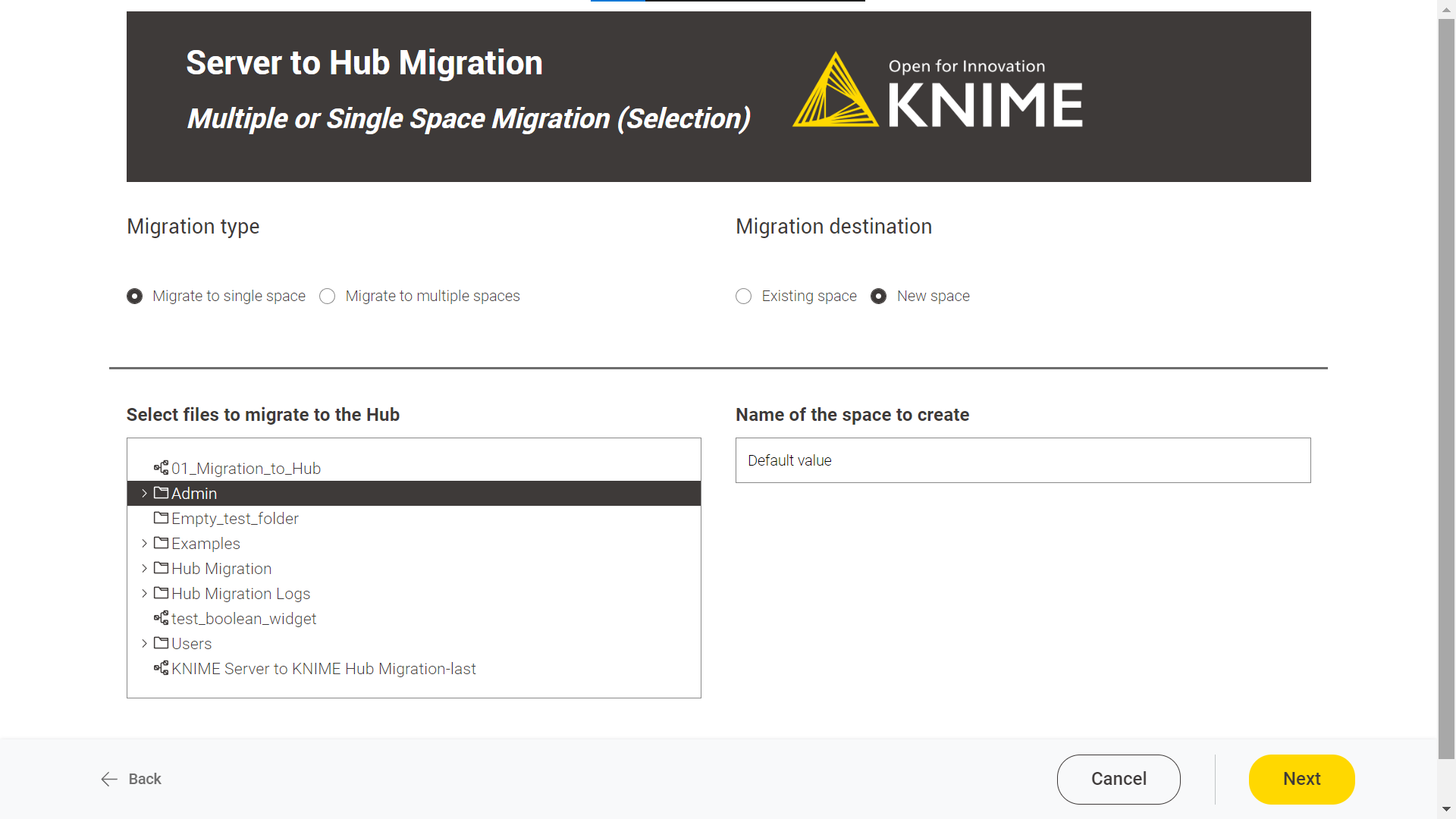 single space migration