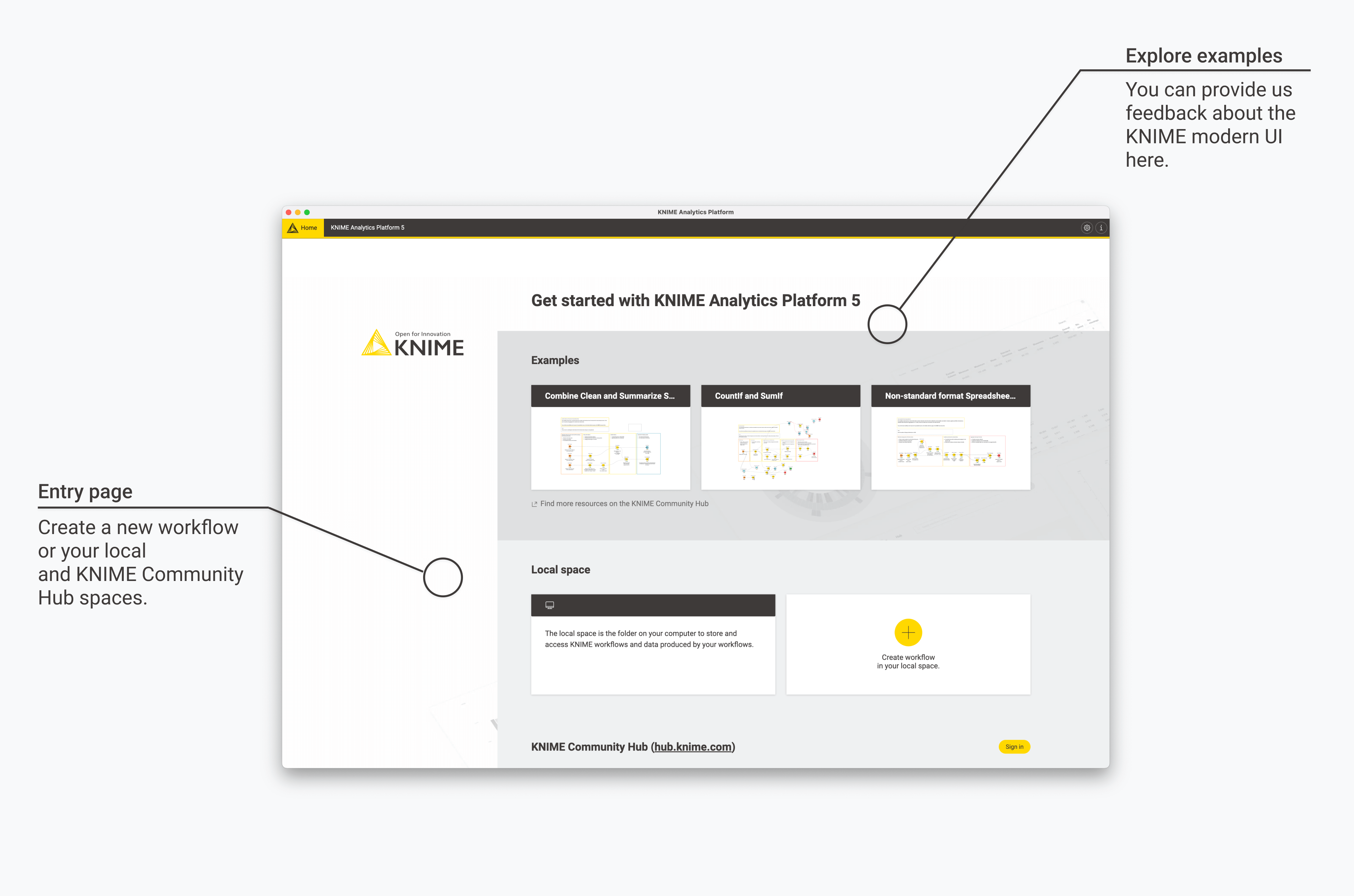 03 knime modern ui entry page