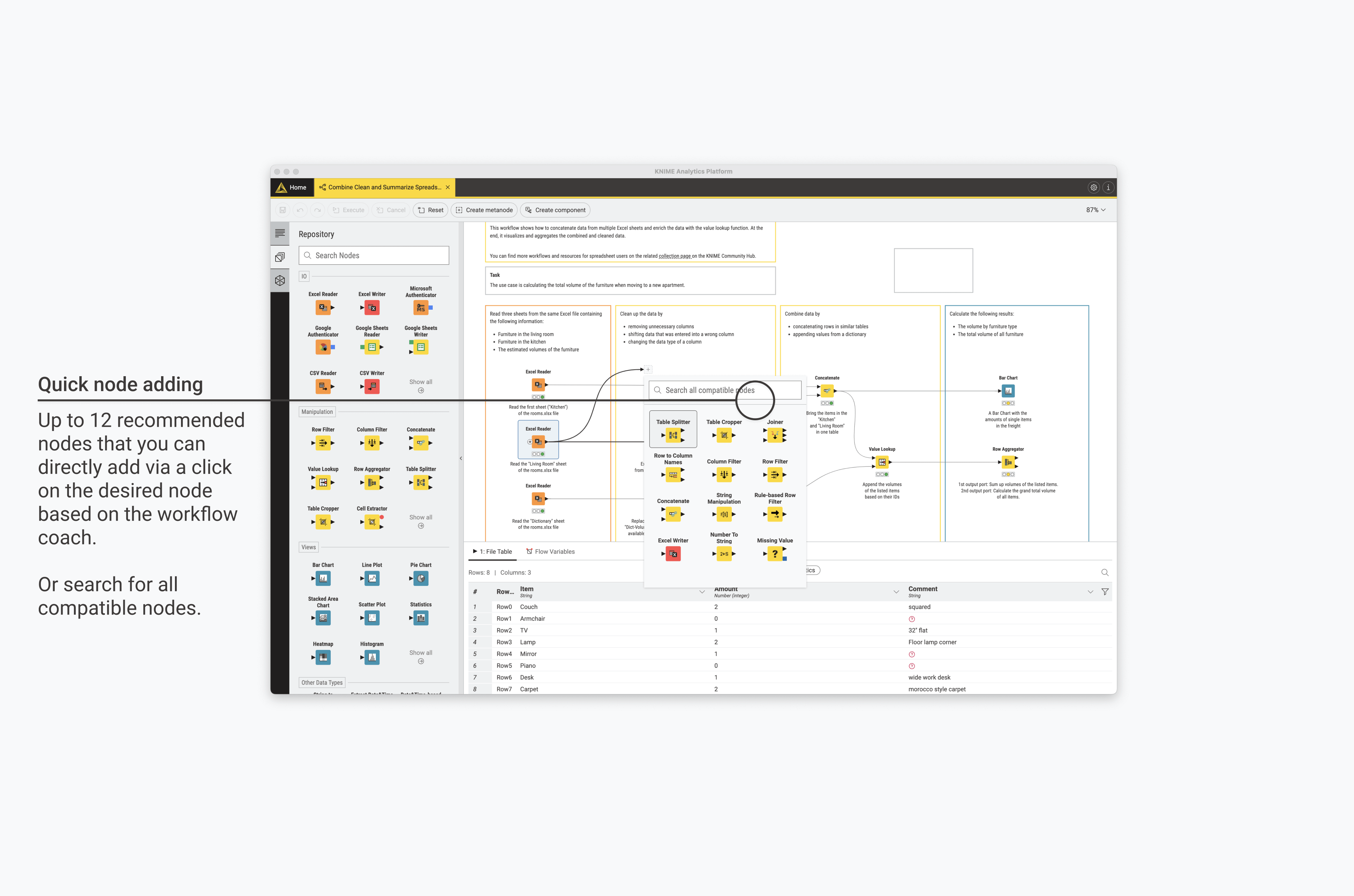 06 knime modern ui quick nodes adding