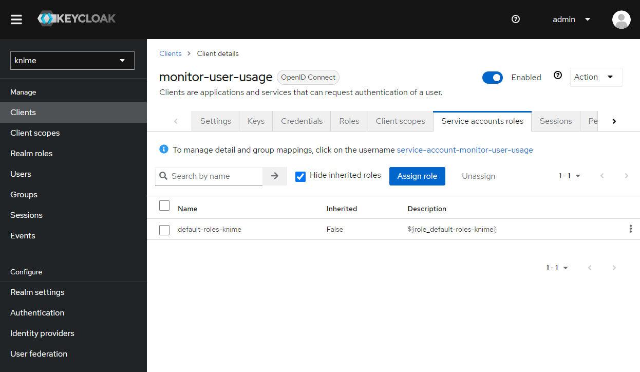 monitor user usage keycloak 5