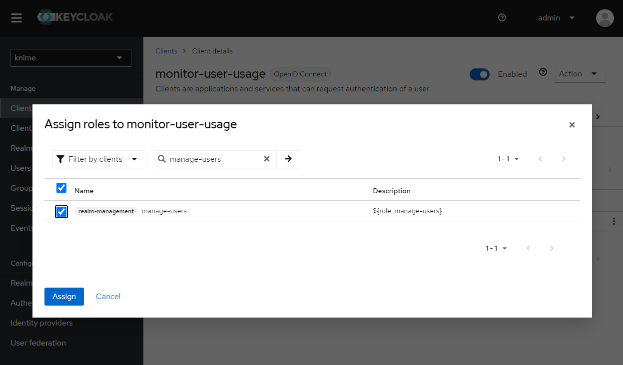 monitor user usage keycloak 6