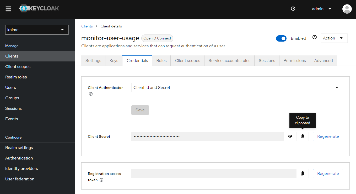 monitor user usage keycloak 7