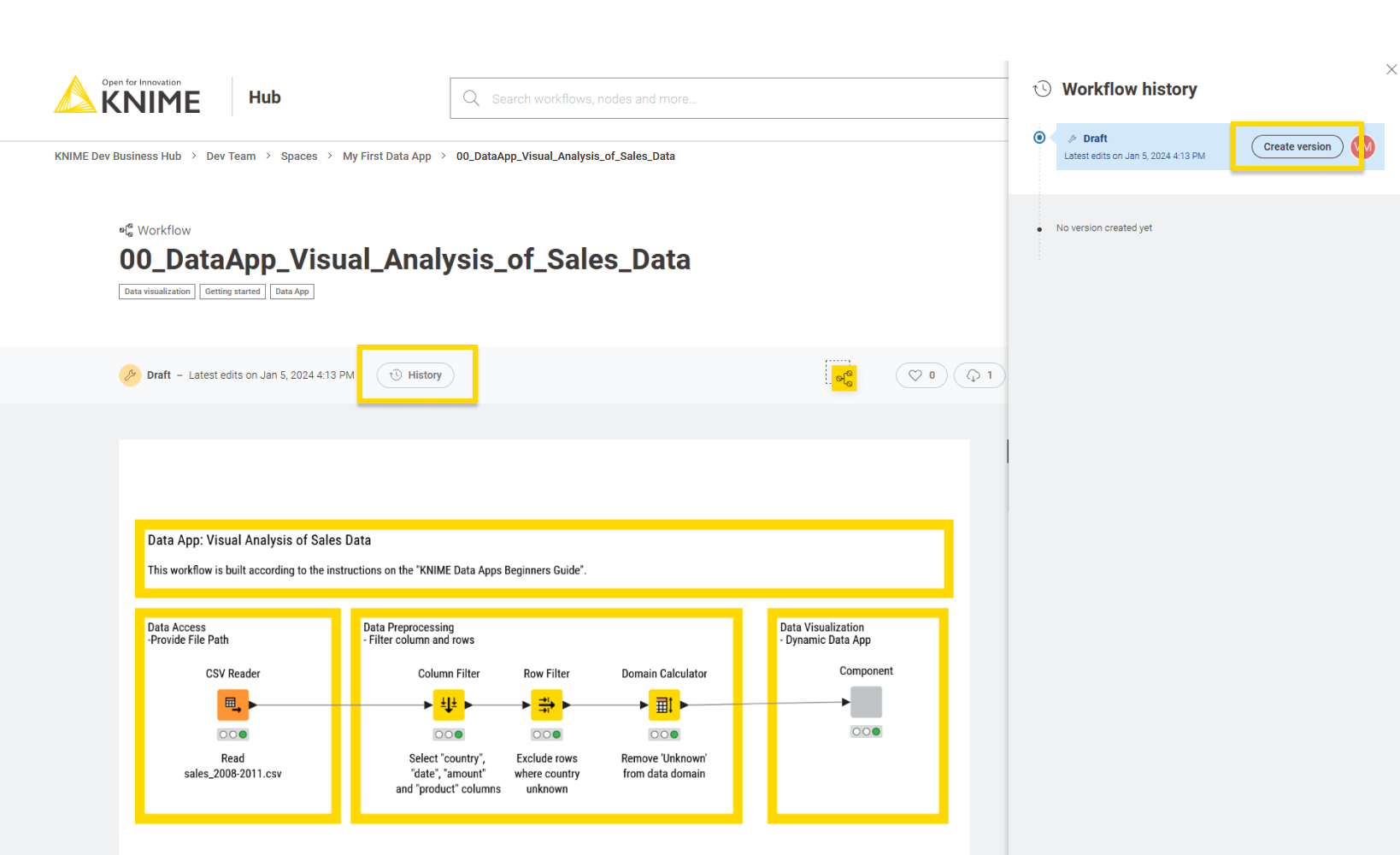 15 create version hub