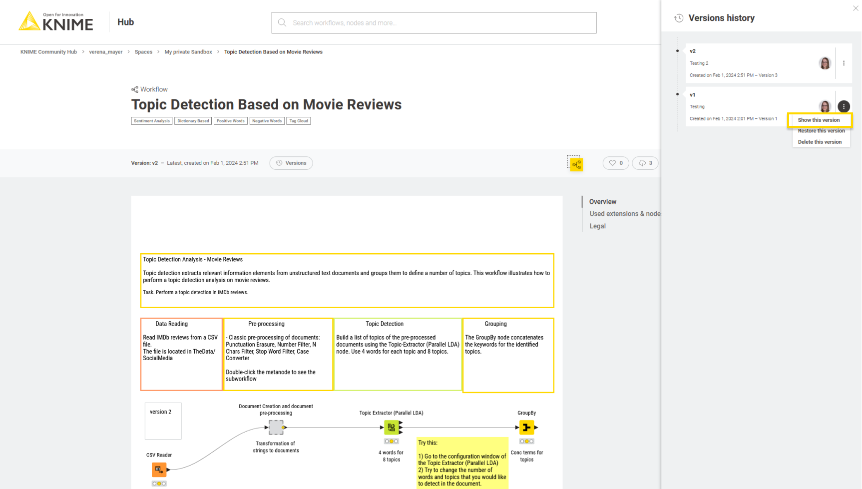 img show version workflow