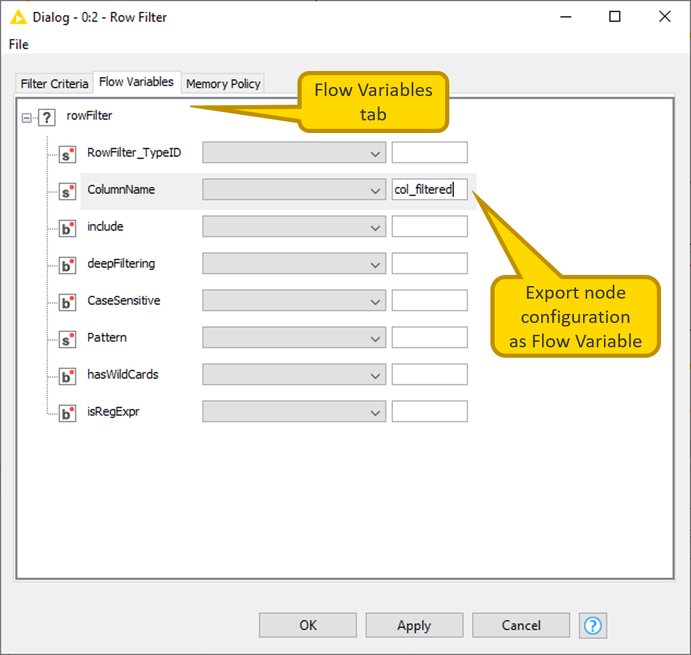 02 flow variables tab dialog