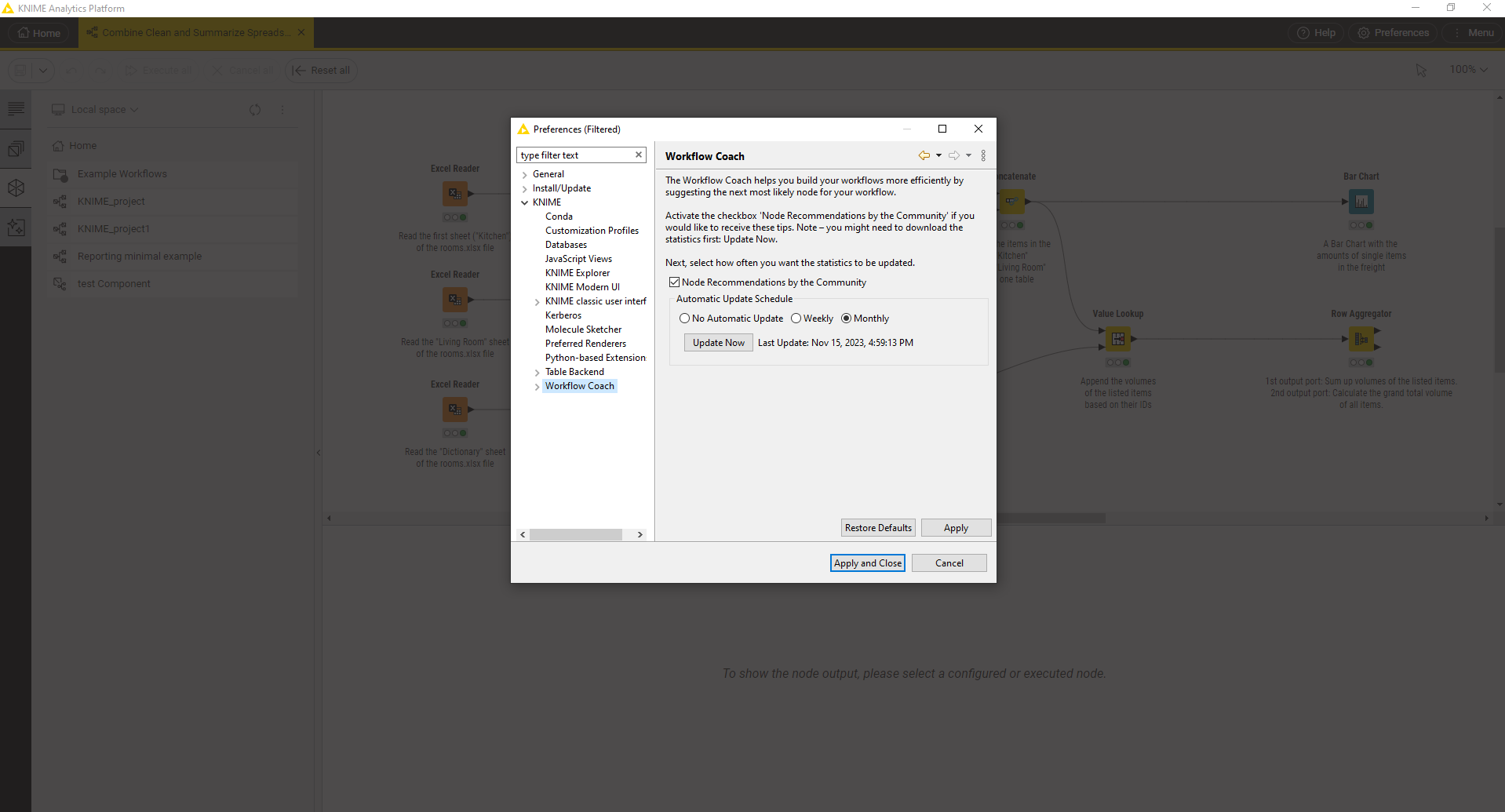 08 knime preferences workflow coach