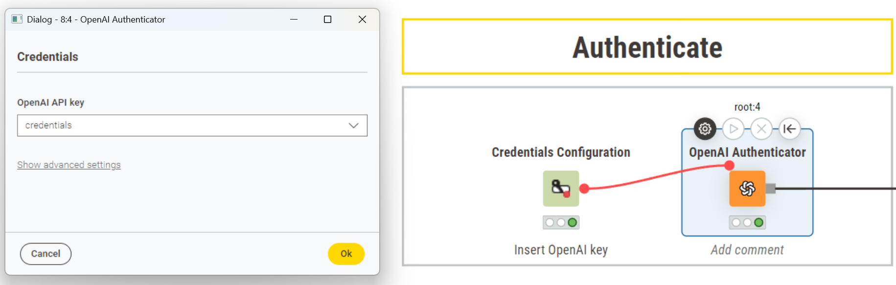 authenticate openai node