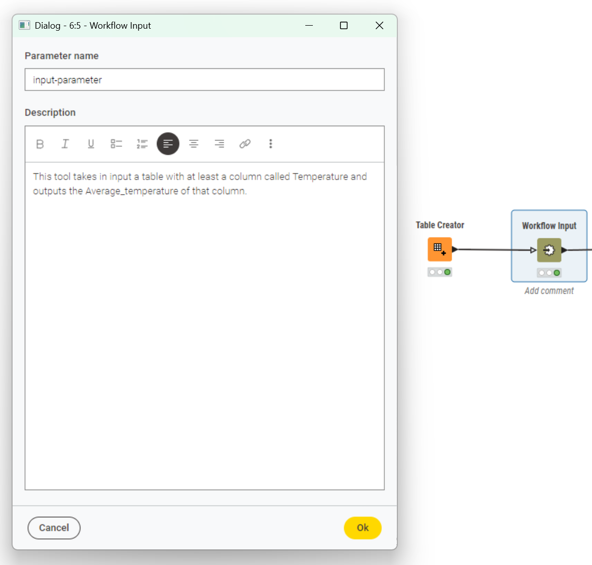 workflow input