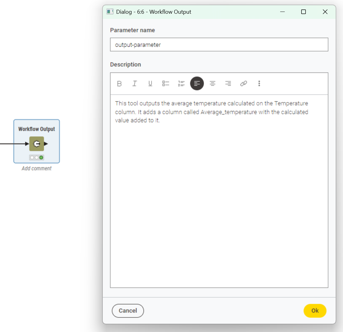 workflow output