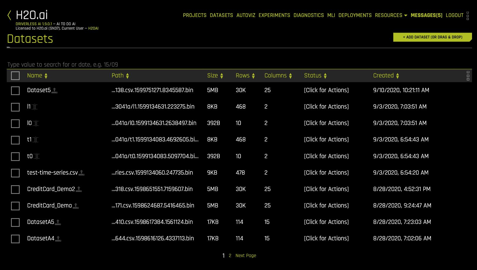 03 h2o ai dataset screen