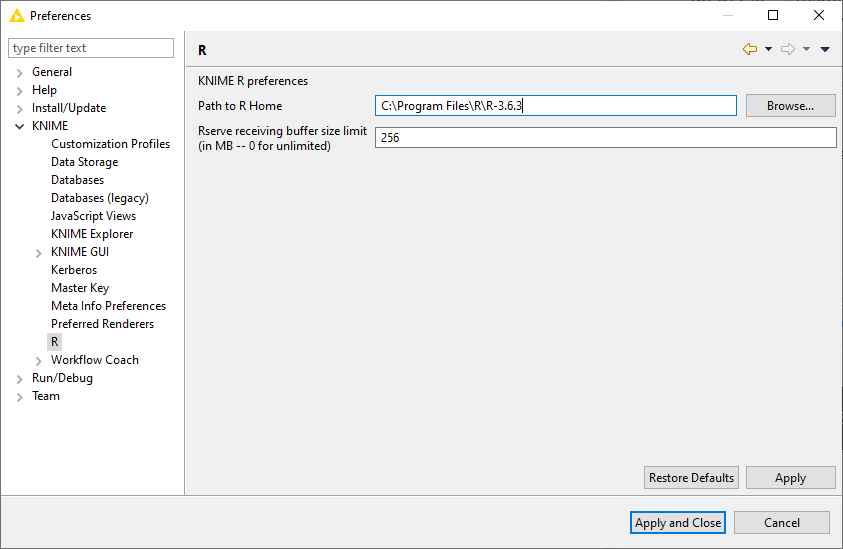 020 KNIME Rintegration Installation set path to R