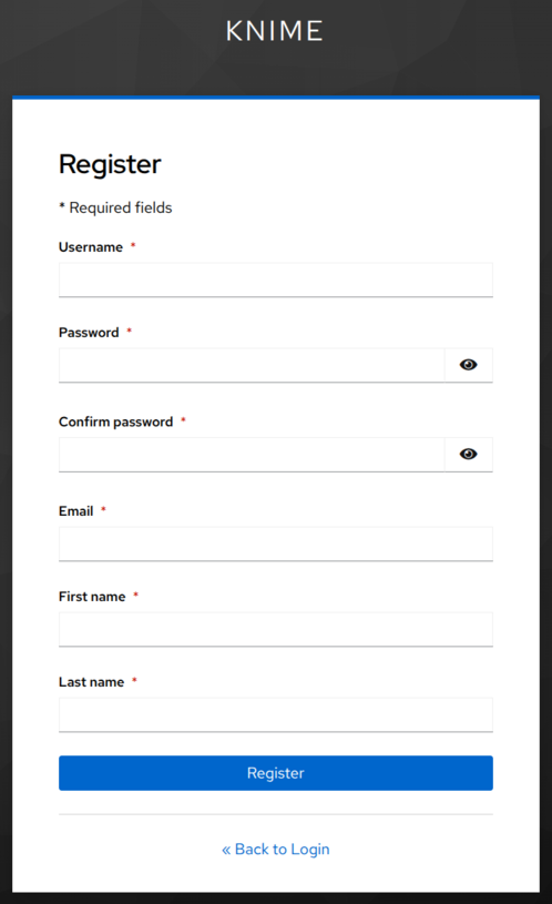 Registration screen screenshot