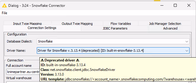 Deprecated driver dialog