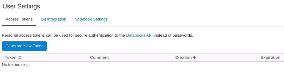 The Access Tokens tab