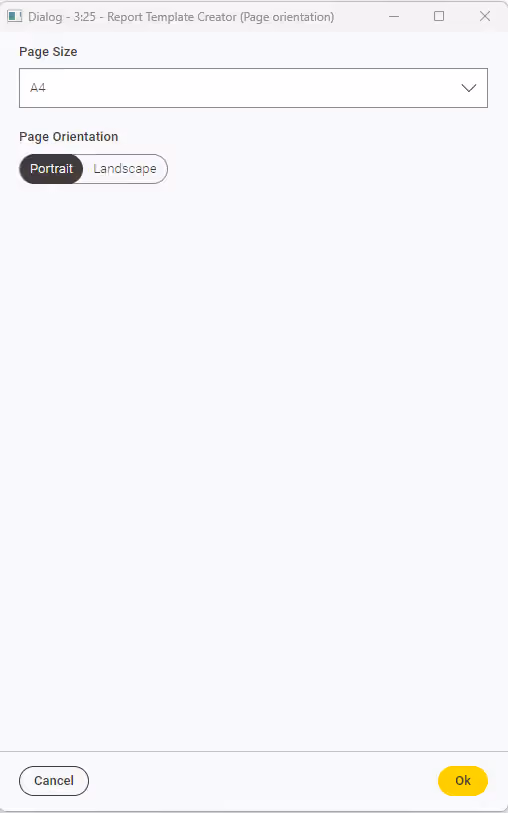 03 report template creator configuration dialog