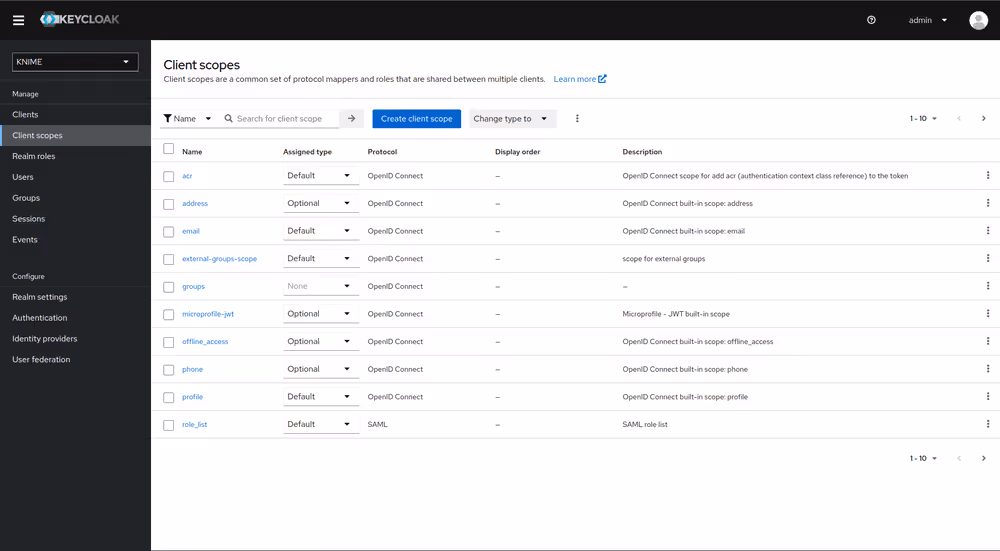 Client scope mapper configuration