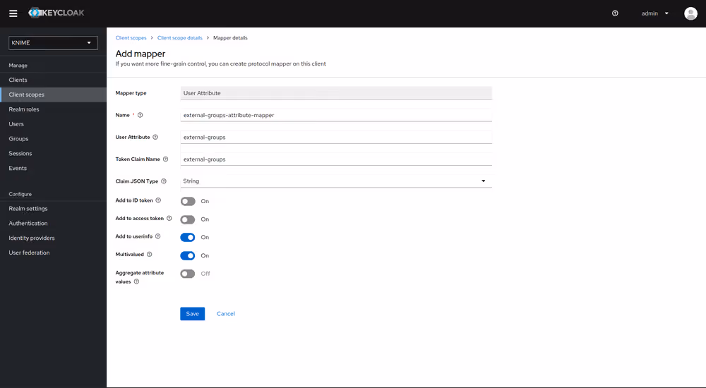 Client scope mapper final configuration