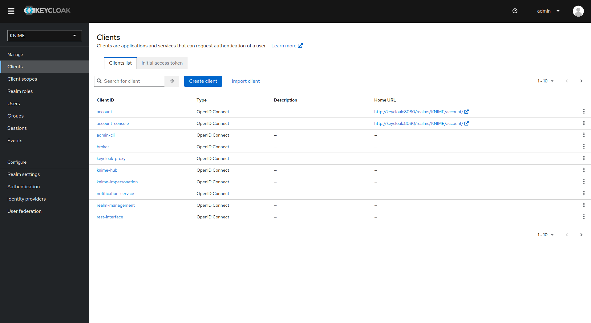 Create new client