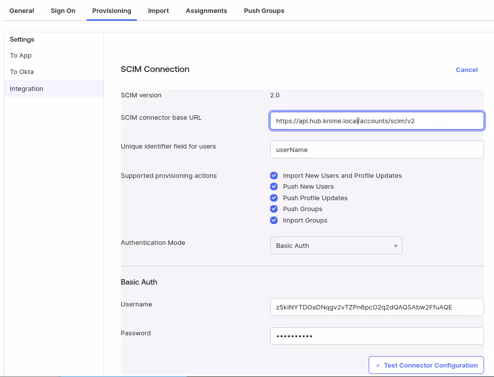 Okta SCIM configuration