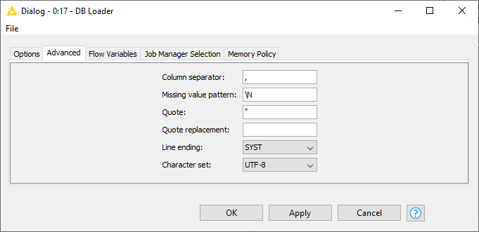 DB Loader advanced settings