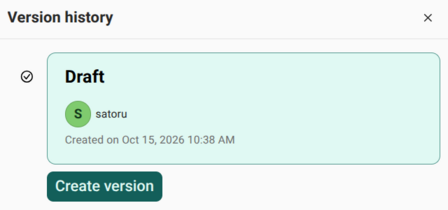 The Version history panel listing only the Draft