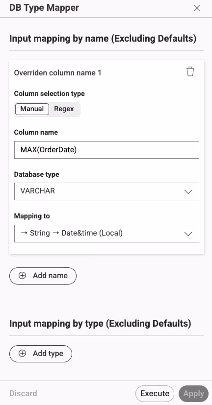 DB Type Mapper configuration