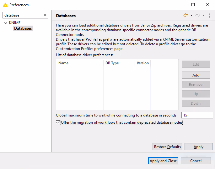 Disabling migration message