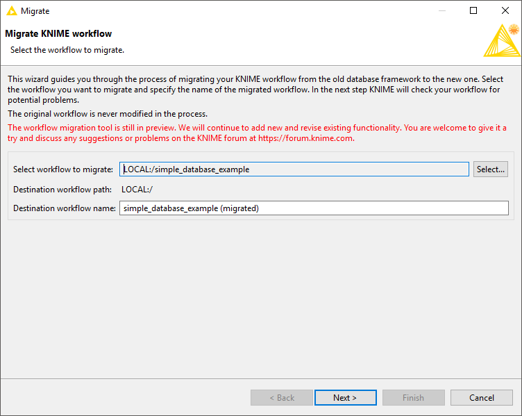 Migration Tool: Select the workflow