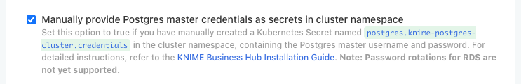 Advanced External PostgreSQL Credentials Configuration