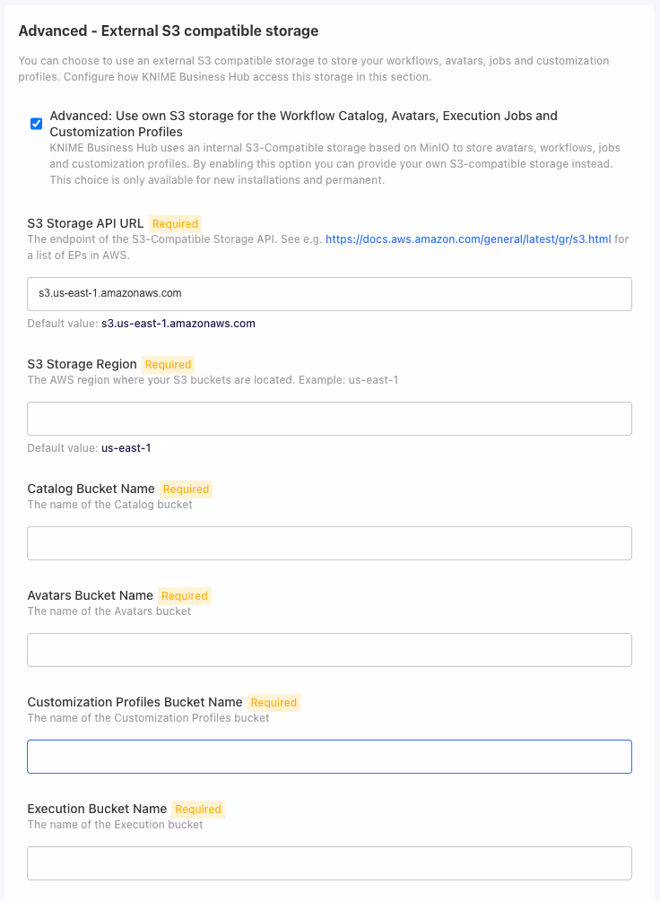 Advanced External S3 Configuration