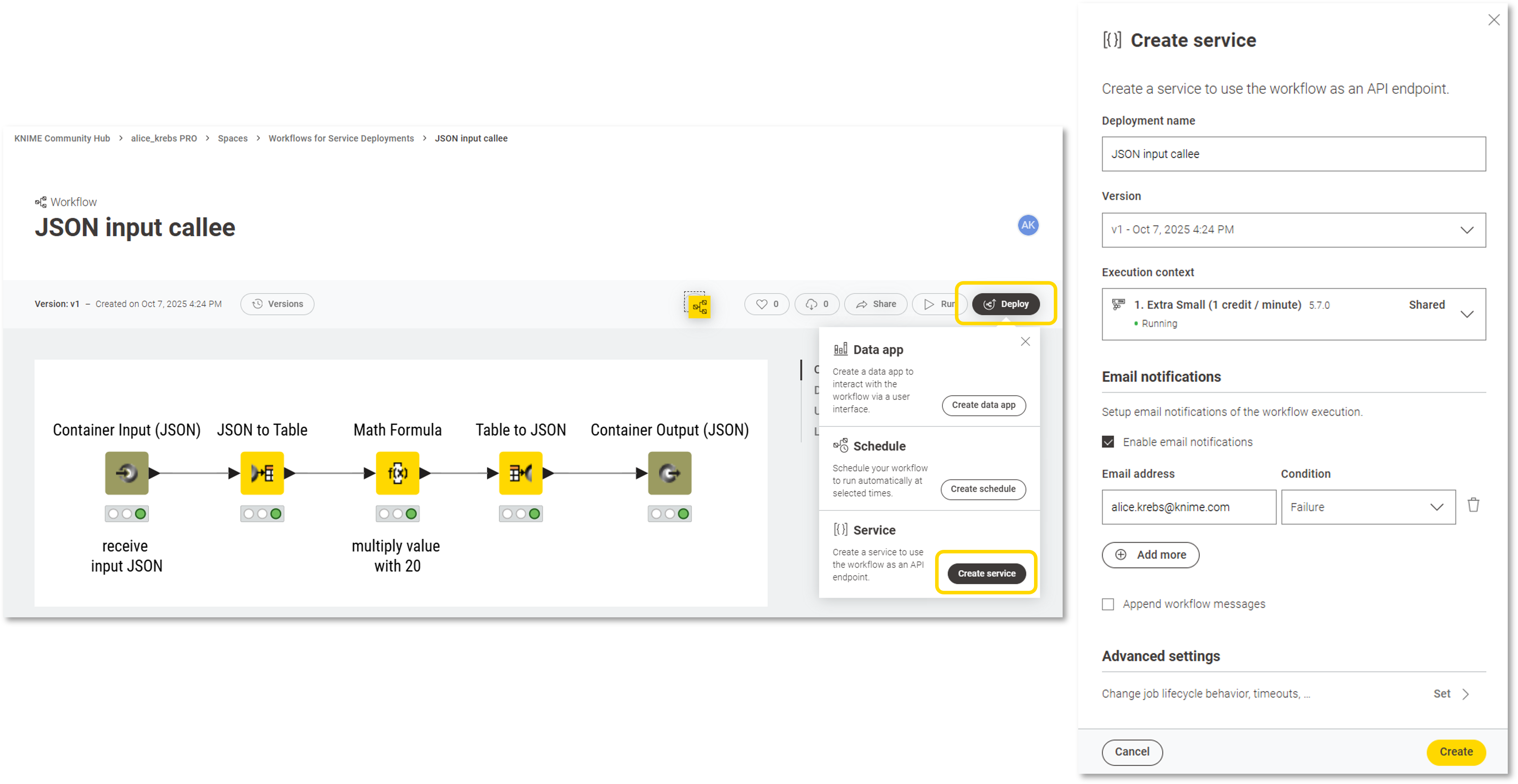 create service deployment