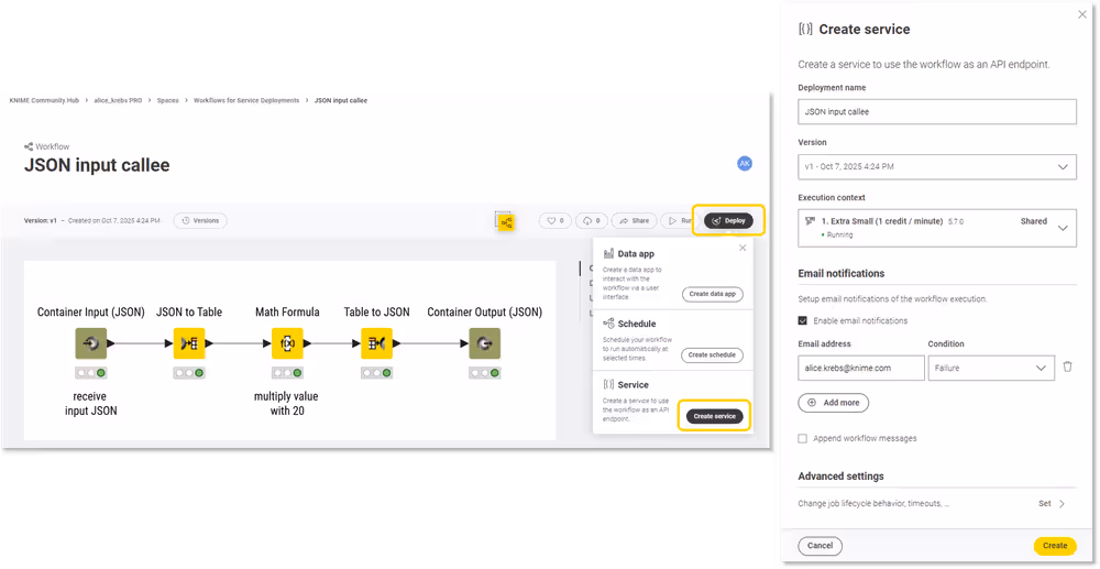 create service deployment