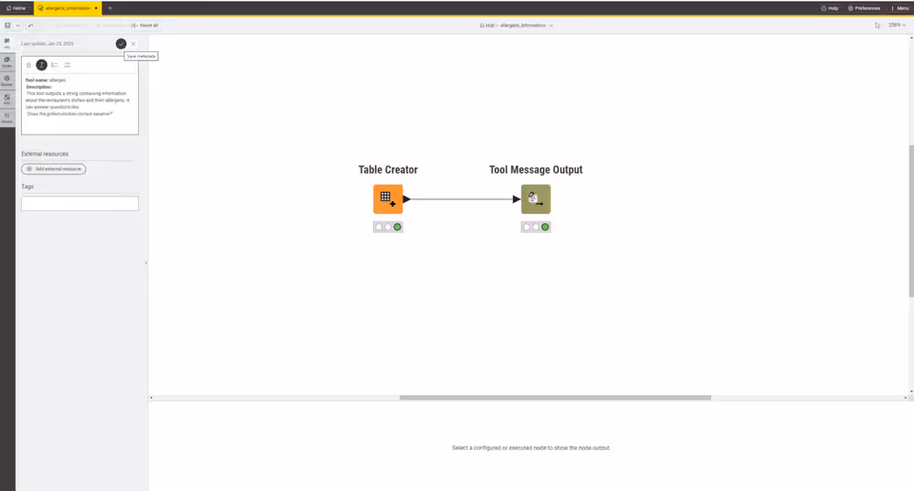 description entered tool