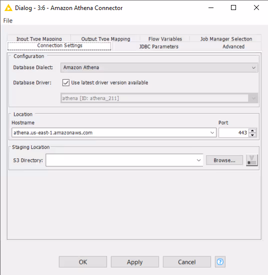 Amazon Athena Connector driver configuration