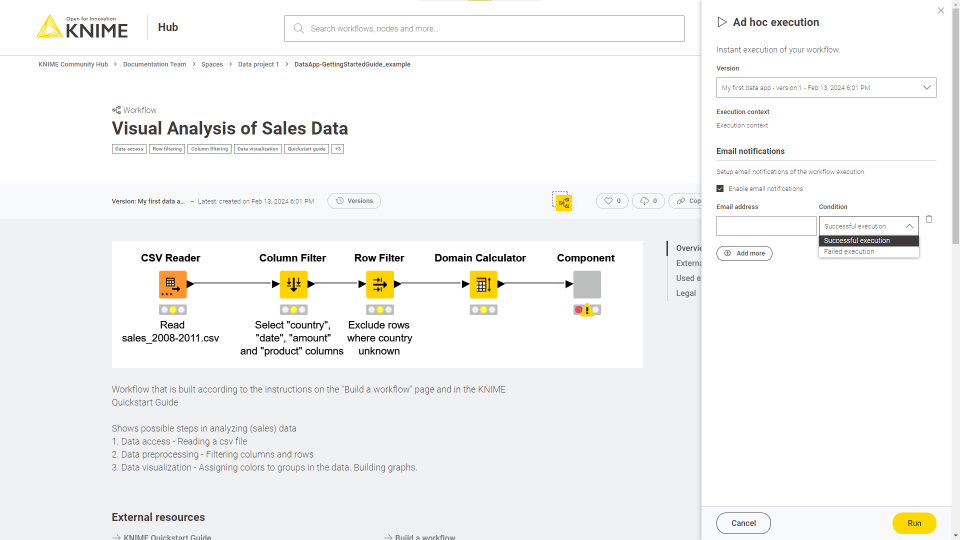 Ad hoc execution panel