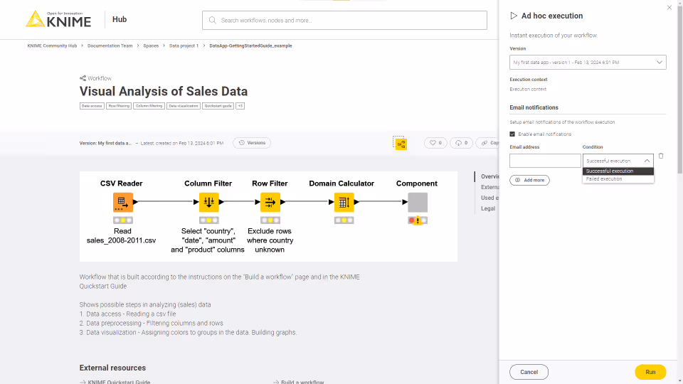 Ad hoc execution panel