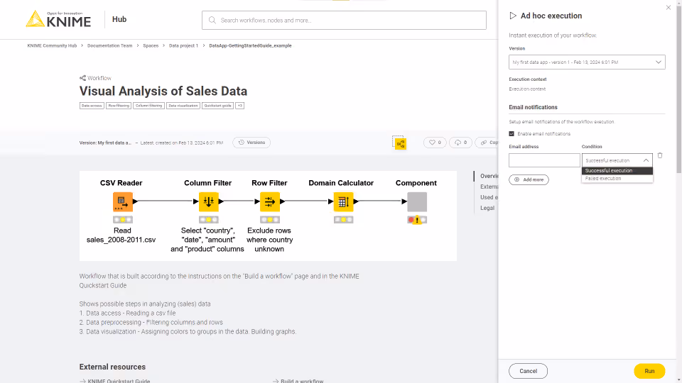 Ad hoc execution panel