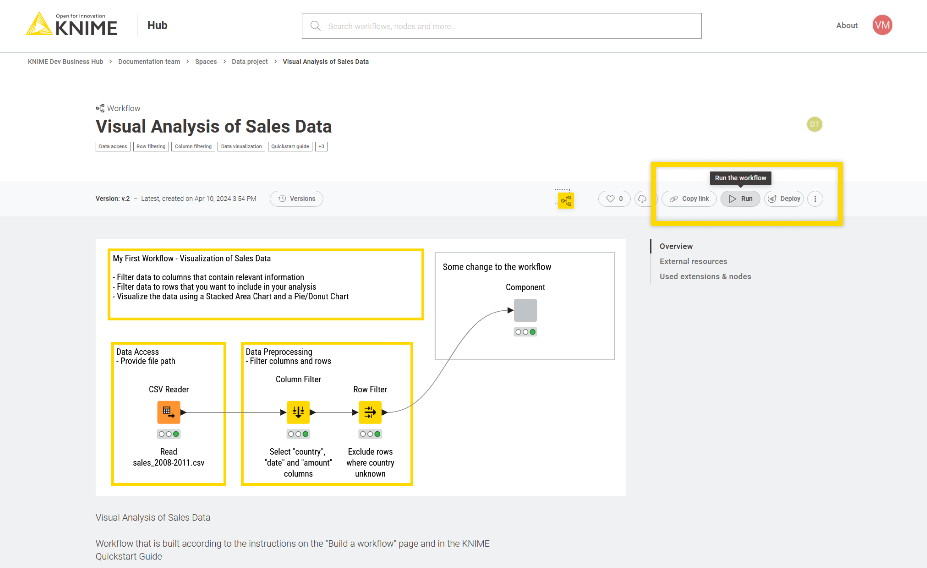 Ad hoc execution of a workflow on KNIME Hub