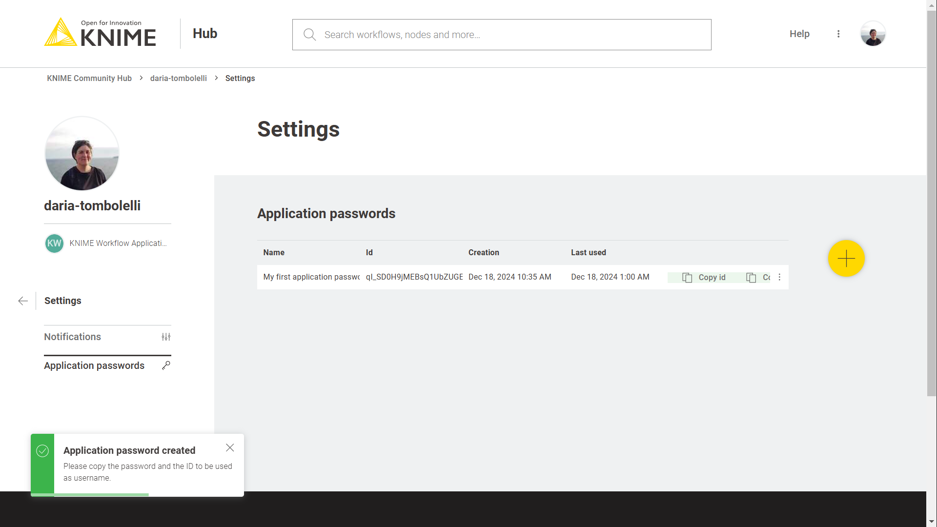 Create application password