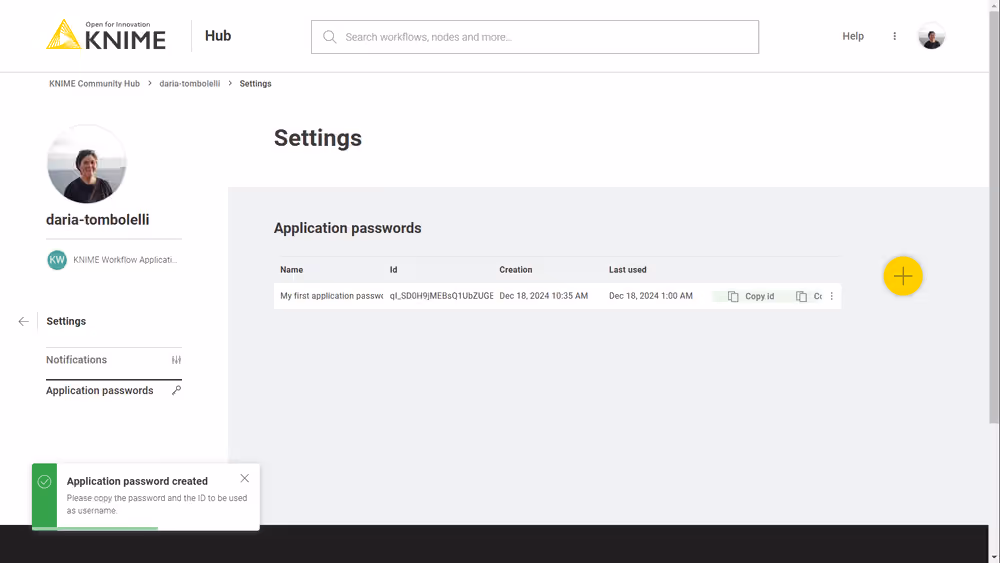 Create application password