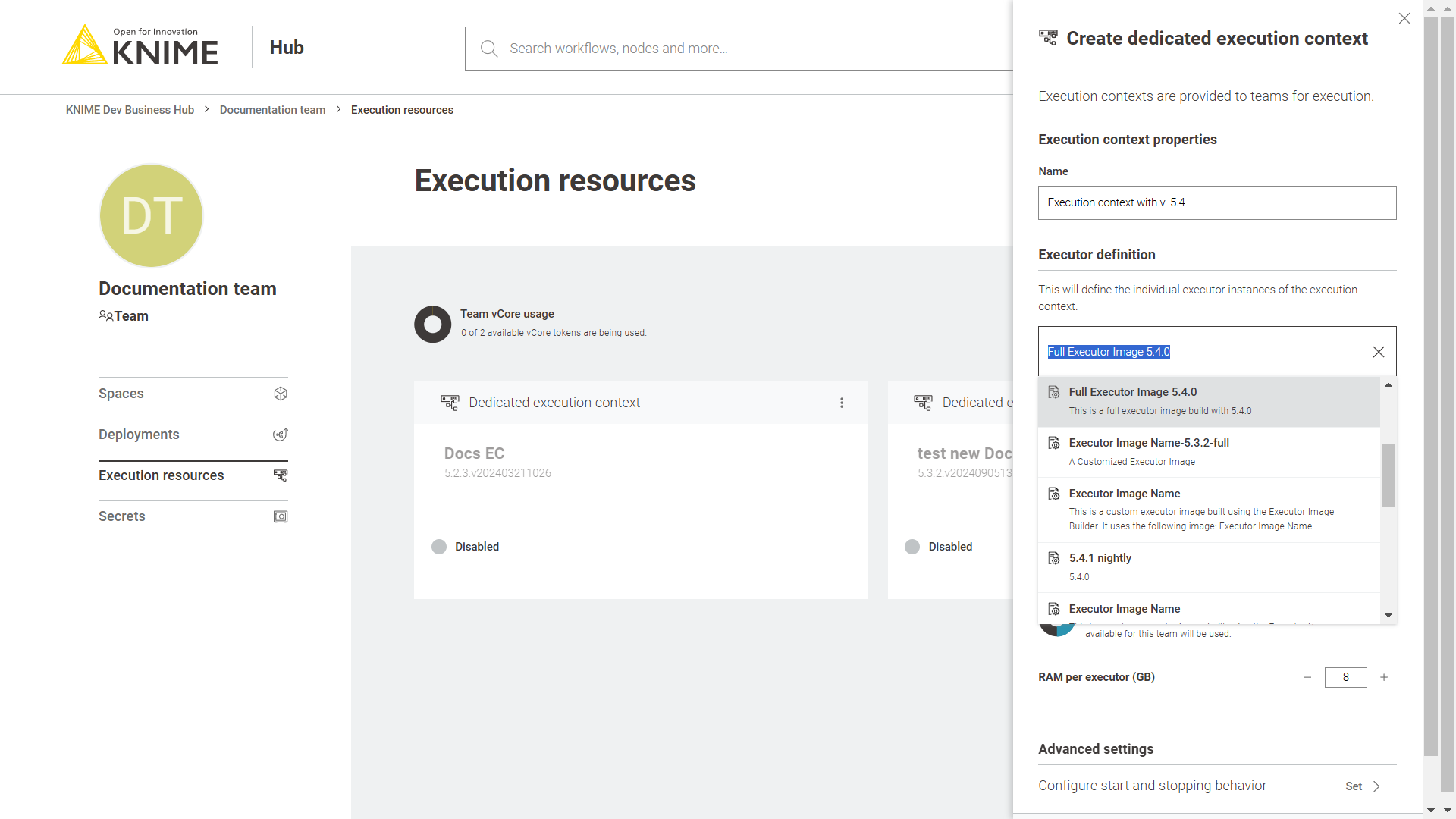 Create a new execution context
