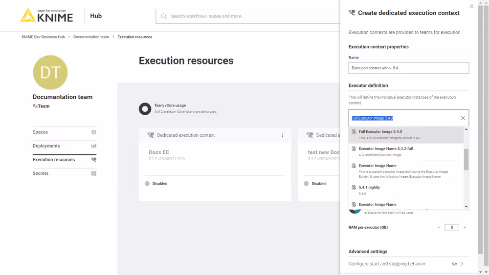 Create a new execution context