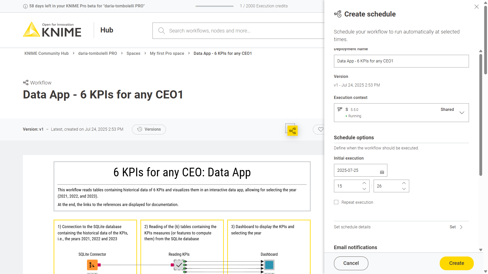 Create schedule