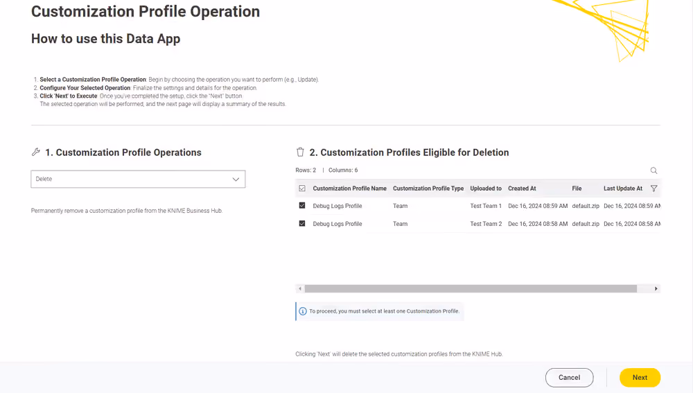 img customization profile delete team admin selection